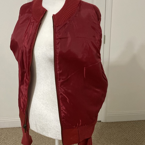 Vintage Red Leather Front, Sweater Jacket ❤️ - Picture 10 of 11